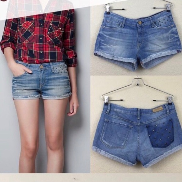 NWT Zara Studded Denim Shorts - Picture 1 of 8